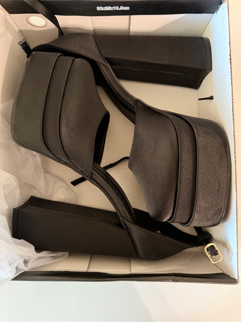 Fashion Nova Black Strappy Platform Block Heels